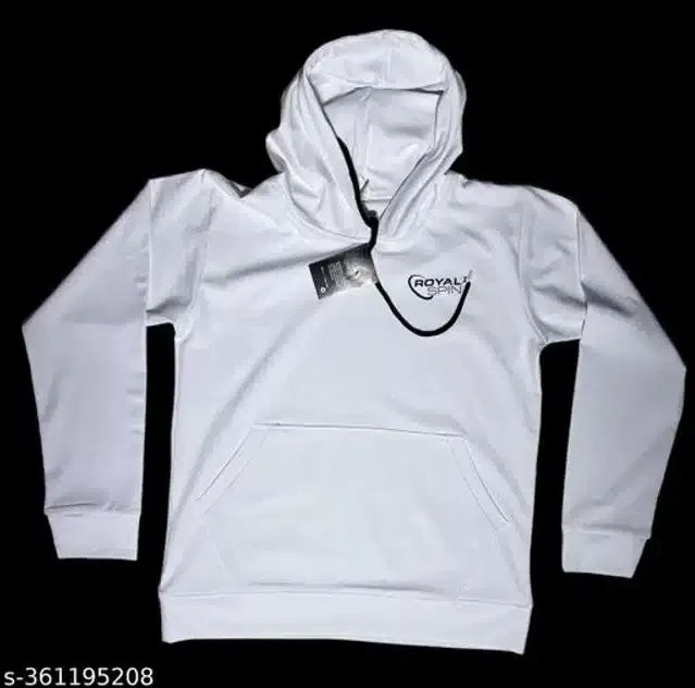 Polyester Hoodie for Men (White, L)