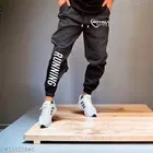 Printed Trackpant for Men (Black, 28)