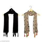 Poly Chiffon Scarves for Women, Multicolor, Pack of 2