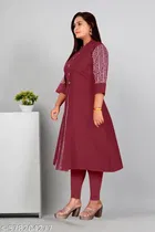 Solid Embroidered A-line Kurti for Women 