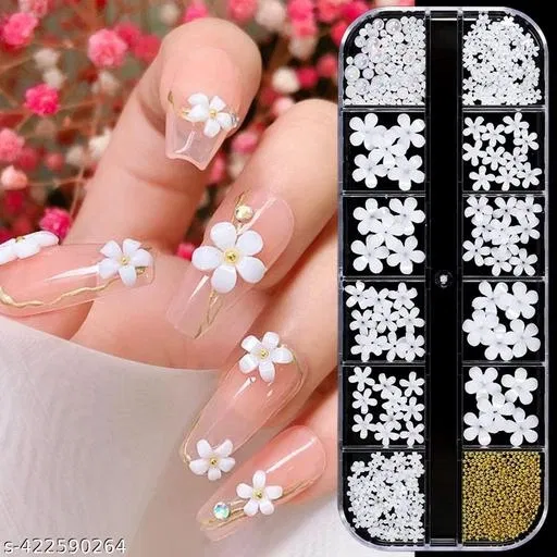 Floral Nail Art Decorations Set,, Multicolor, Set of 1