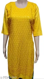 Cotton Blend Embroidered Kurti for Women 