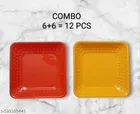 Plastic Plates for Kitchen, Multicolor, Pack of 12