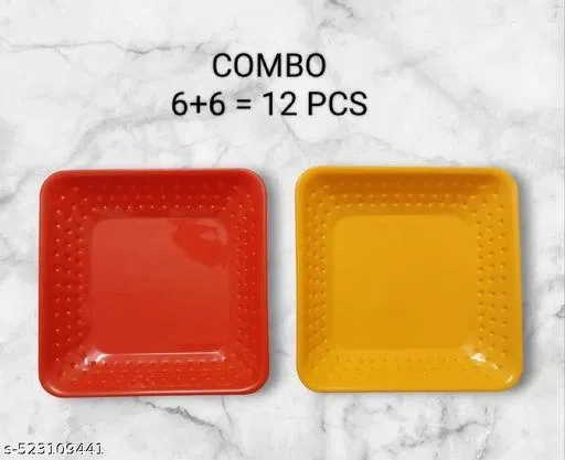 Plastic Plates for Kitchen, Multicolor, Pack of 12