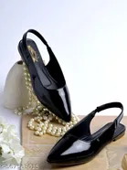 Shoetopia Girls Solid Patent Leather Flat Sandals Black Size 8