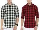 Cotton Blend Checked Shirts for Men, Multicolor, Pack of 2 
