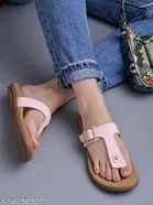 Shoetopia Girls Solid Flat Sandals Pink Size 4