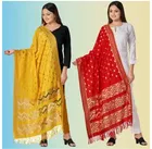 Silk Blend Dupatta for Women (Pack of 2) (Multicolor, 2.15 m)