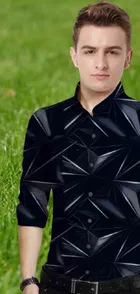 Lycra Printed Shirt For Men, Grey 