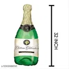 Champagne Bottle Jumbo 36" Foil Celebration Party Balloons, Green Set of 2
