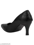 Solid Synthetic Block Pointed Toe Heels Black Size 11-12 Years