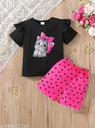 Cotton Blend Clothing Set for Girls (Multicolor, 2-3 Years)