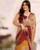 Georgette Printed Saree for Women, Maroon 