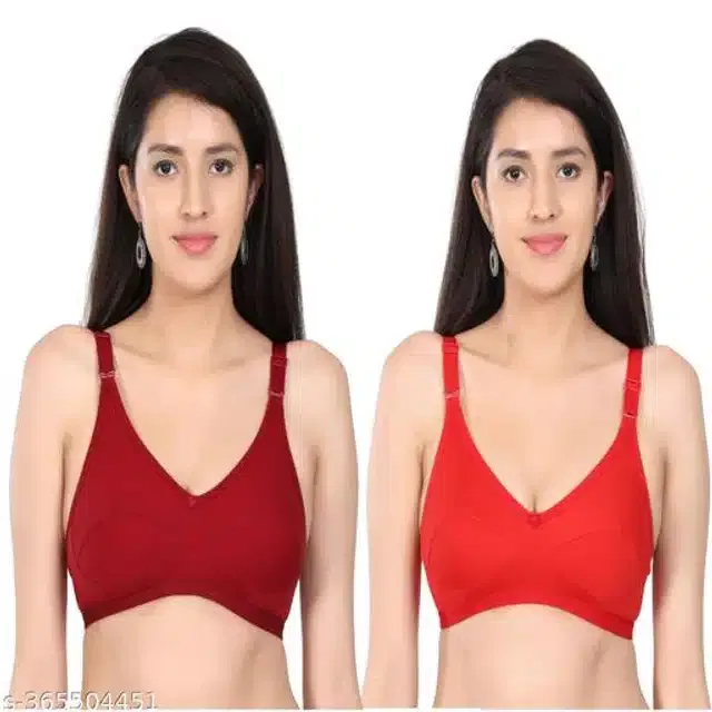 Polycotton Non-Padded Bra for Women (Assorted, 38B) (Pack of 2)