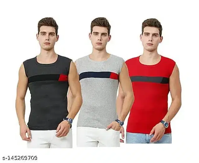 Gym Vests for Men (Multicolor, XXL) (Pack of 3)