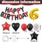 6th Happy Birthday Balloon Decoration Kit ,Red & Black ,Set Of 1