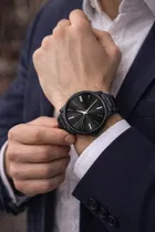 Black Dial with Black Rubber Strap Analog Watch for Men, Black