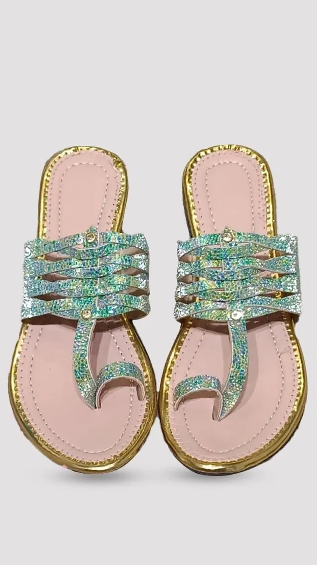 Zakozee Flats for Women (Peach & Silver, 5)