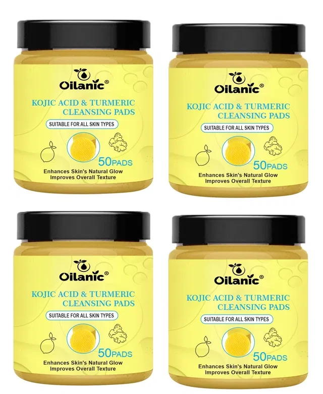 Oilanic Kojic Acid & Turmeric 50 Pcs Cleansing Pads (Pack of 4)