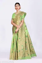 Linen Zari Woven Saree for Women 