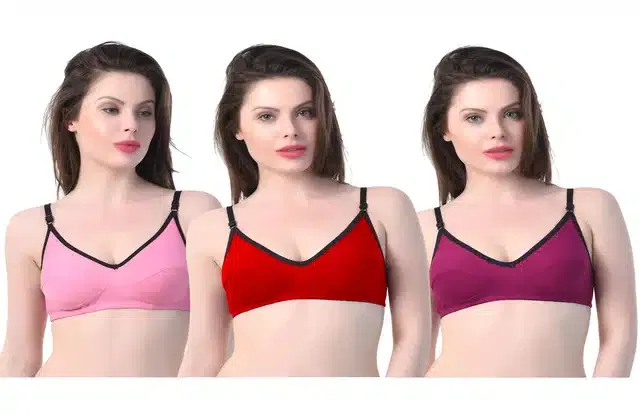 Non Padded Bra for Women (Pack of 3) (Multicolor, 38B)