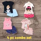 Hosiery Cotton Printed Clothing Set for Kids, Multicolor, Pack of 4 