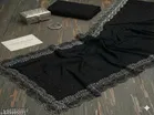 Chiffon Solid Saree For Women, Black
