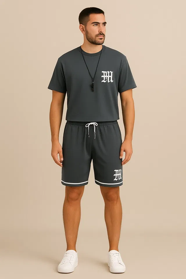 Printed Tracksuit for men (Grey , XL)
