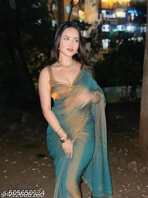 Twil net Saree for Women, Gold (5.5 M)