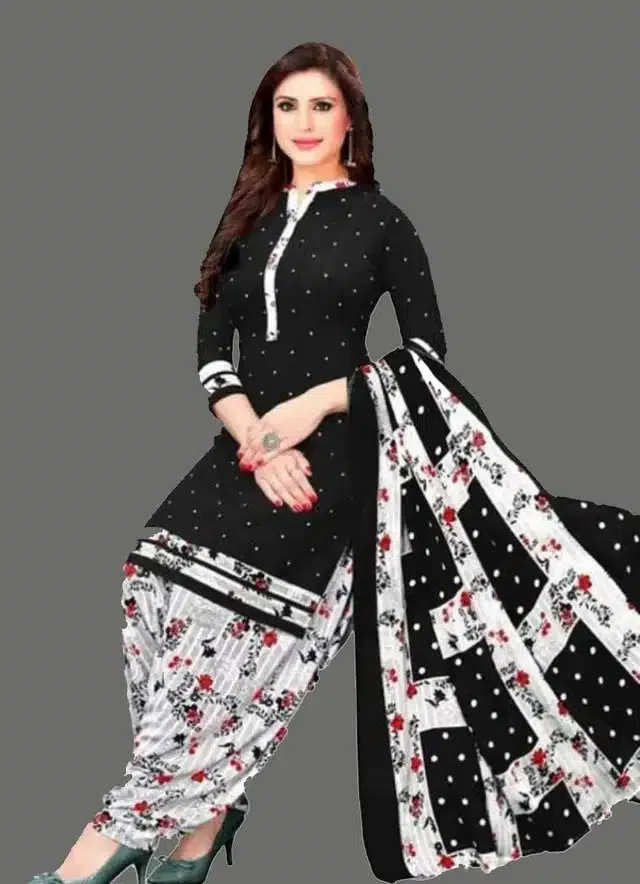 Unstitched Dress Material for Women & Girls (Black)