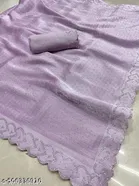 Jimmy Choo Solid Saree For Women, Lavender