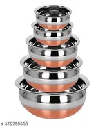 Stainless Steel Copper Bottom Handi Pot Set (Silver, Set of 5)