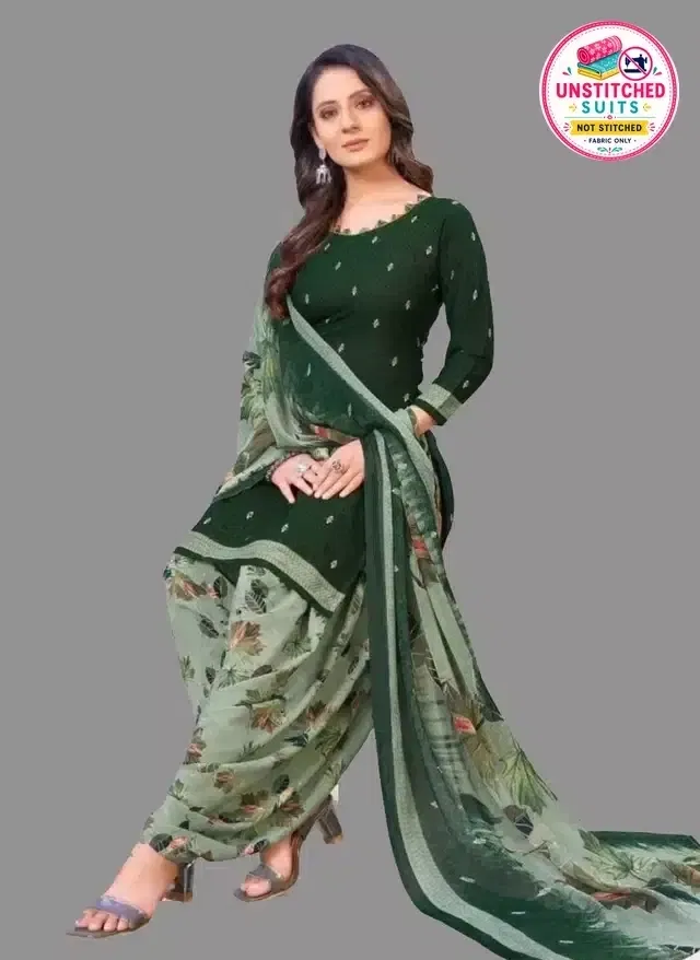 Unstitched Dress Material for Women & Girls (Green)