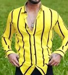 Lycra Printed Shirt For Men, Yellow 