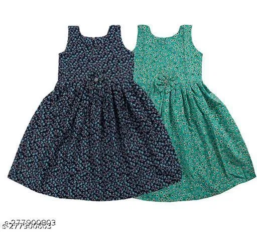 Frocks & Dresses for Girls, Pack of 2 (Navy Blue, 12-18 Months)