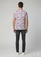 Cotton Blend Printed T-Shirt for Men, Purple 