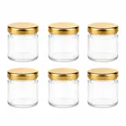 Afast 6 Pc Small Glass Jars with Golden lid 50 ml, small glass container with lid