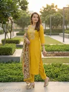 Solid A-line Kurta Set for Women 
