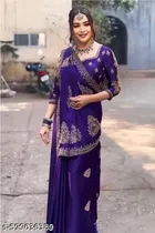 Georgette Saree for Women, Blue 
