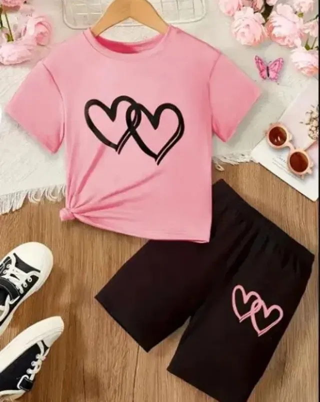 Hosiery Clothing Set for Kids (Pink & Black, 1-2 Years)