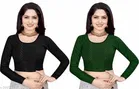 Lycra Ready Made Blouse for Women, Green & Blue, Pack of 2 