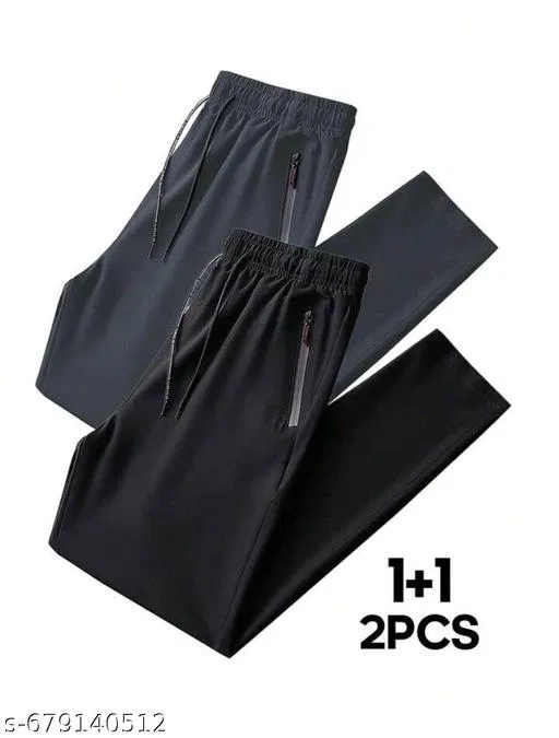 Cotton Pants for Boys, Black & Grey, Pack of 2 (34)