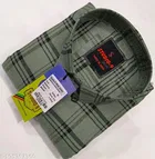 Cotton Blend Checked Shirt for Men, Green 