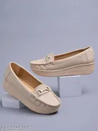 Solid Synthetic Loafers for Girls 