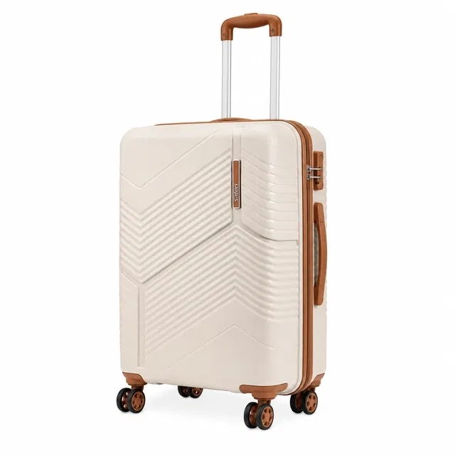 Safari Carter Pro CM 24 Inch [Medium] Trolley Bag with 360° Spinner 8 Wheels, Beige
