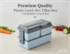 KS Premium Quality Plastic Lunch Box Tiffin Box 3 Containers Lunch Box 