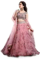 Net Embroidred Semi Stiched Lehenga Choli for Women 