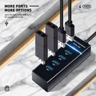 4 Port USB 3.0 Hub with Hi-Speed Data Transfer, 15cm Cable, Backward Compatible, Multi Device Connection,