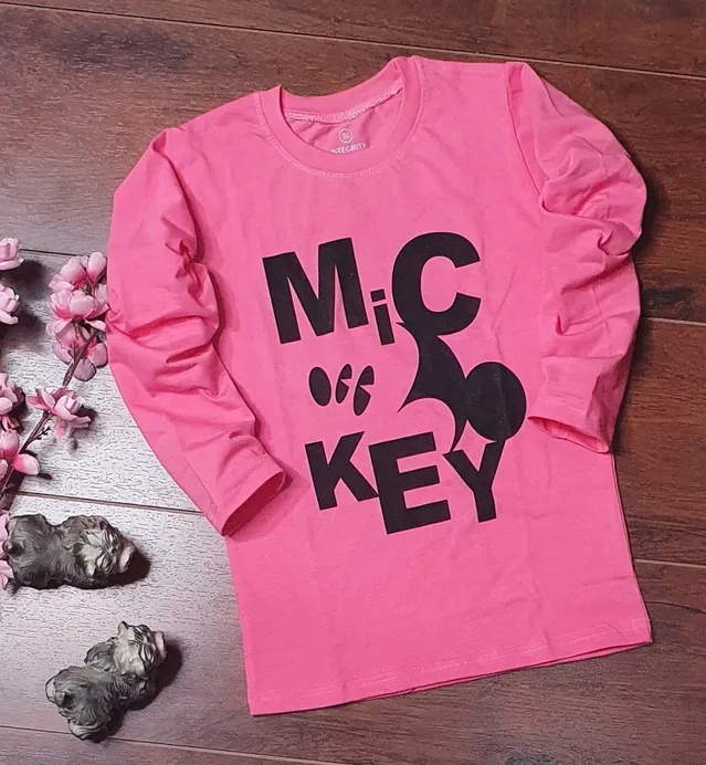 Full Sleeve Round Neck T-Shirt for Boys (Pink, 7-8 Years)