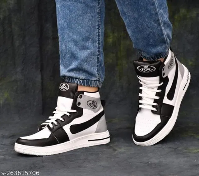 Sneakers for Men (White & Black, 8)